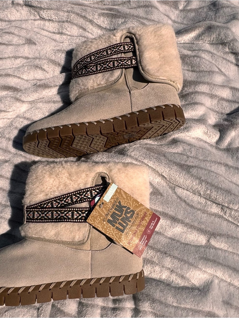 MUK LUKS Women’s Size 7 Genuine Suede Shearling Ankle Boots Boho